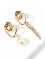 Fashion Gold Alloy Pearl Diamond Geometric Earrings