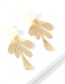 Fashion White + Gold Alloy Leaf Stud Earrings