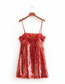 Fashion Red Sequined Splicing Halter Strap Dress
