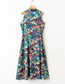 Fashion Colored Coco Flower Print Skirt High Waist Sleeveless Dress