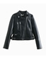 Fashion Black Pu Leather Locomotive Multi-zip Jacket