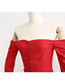 Fashion Red Solid Pleated Collar Dress