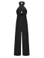 Fashion Black Cross-hanging Halter Wide-leg Jumpsuit