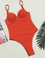 Orange Red Solid Color One-piece Bikini Hard Steel Plate Swimsuit Integrated Backless
