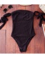 Black One-piece Swimsuit Solid Color Bikini Strap