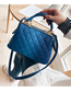 Fashion Blue Ribbed Embroidered Line Bag Gradient Color Shoulder Bag