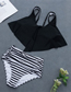 Fashion Black Strips Ruffled High Waist Plus Size Bikini