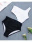 Fashion Black Zipper One-shoulder One-piece Swimsuit
