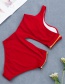 Fashion Red Zipper One-shoulder One-piece Swimsuit