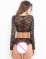 Fashion Black Lace Embroidered T-shirt Sexy Suit