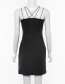 Fashion Black Sling V-neck Survey Skirt Backless Dress