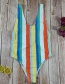 Fashion Yellow Striped Print One-piece Swimsuit