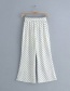 Fashion White Elastic Waist-waist Printed Wide-leg Pants