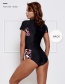 Fashion Black Siamese Surf Diving Short-sleeved Swimsuit