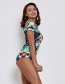 Fashion Color Siamese Surf Diving Short-sleeved Swimsuit
