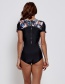 Fashion Black Siamese Surf Diving Short-sleeved Swimsuit