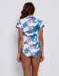 Fashion Blue Siamese Surf Diving Short-sleeved Swimsuit