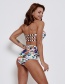 Fashion Color High-waist Bikini Steel Plate Gathered Swimsuit