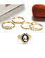 Fashion Gold Geometric Circle Diamond Metal Portrait Ring Set Of Five