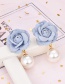 Fashion Blue Fleece Flower Pearl Earrings