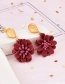 Fashion Red Wine Alloy Dripping Fluffy Flower Earrings
