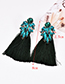 Fashion Dark Green Alloy Diamond Dripping Tassel Earrings