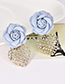 Fashion Blue Alloy Diamond-studded Fabric Flower Love Earrings