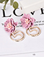 Fashion Red Wine Alloy Pearl Fabric Flower Number 5 Stud Earrings