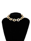 Fashion Gold Metal Round Cross Chain Necklace