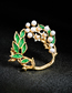 Fashion Green Drop Oil Flower Pearl With Diamond Brooch