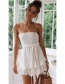 Fashion White Cotton And Linen Ruffled Chest Straps Jumpsuit