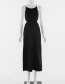 Fashion Black Lace-up Halter High Slit Dress