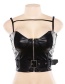Fashion Black Zipper Personality Strap Pu Vest