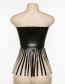 Fashion Black One-shoulder Fringed Pu Small Wrapped Chest