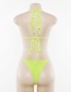 Fashion Fluorescent Green Halter Tie Vest Straps Thong Bikini Set