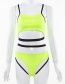 Fashion Fluorescent Green Contrast Sling Short Vest High Waist Briefs Set