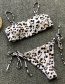 Fashion White19101 Split Swimsuit Leopard Print Bikini Gathered