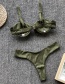 Fashion Green Split Swimsuit Chest Knotted Steel Support Deerskin Solid Color Bikini