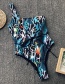 Fashion Blue19112 One-piece Bikini One-shoulder Leopard Print Swimsuit Swimsuit