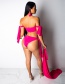 Fashion Rose Red Wrapped Chest Strap Split Swimsuit With Blouse Beach Skirt Swimsuit Three-piece Suit