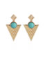Fashion Gold Alloy Turquoise Triangle Stud Earrings