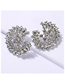 Fashion Color Alloy Diamond Semicircular Stud Earrings