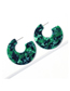 Fashion Green Alloy Resin Green Semi-circular Earrings