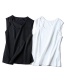 Fashion Black Round Neckline Torn Sleeveless T-shirt