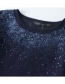Fashion Blue Sequined Round Neck Pullover Short Sleeve Sweater
