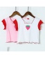 Fashion White Color Matching Strawberry Print T-shirt
