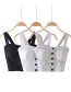 Fashion White Cotton And Linen Belly Back Elastic Vest