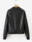 Fashion Black Pu Leather Stretch Hem Jacket