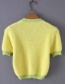 Fashion Yellow Contrast V-neck Single-breasted Sweater
