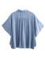 Fashion Blue Pleated Shirt